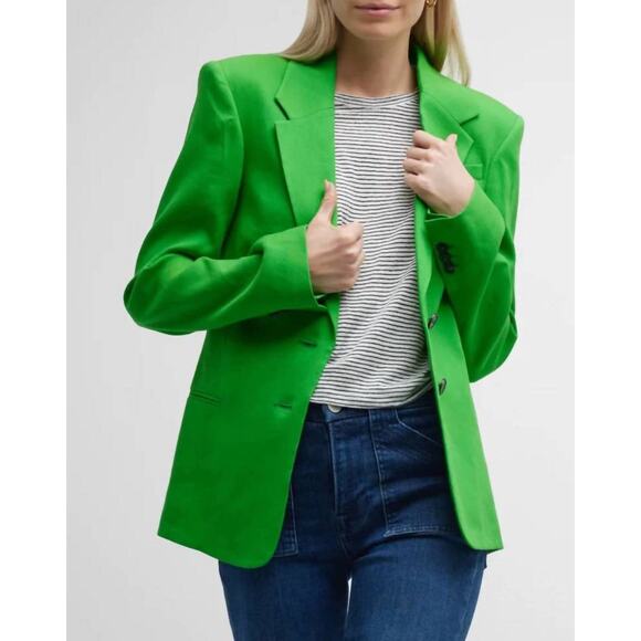 FRAME NWT The Femme Two Button Blazer Size 0 $628 MSRP Bright Peridot Green - Picture 10 of 10